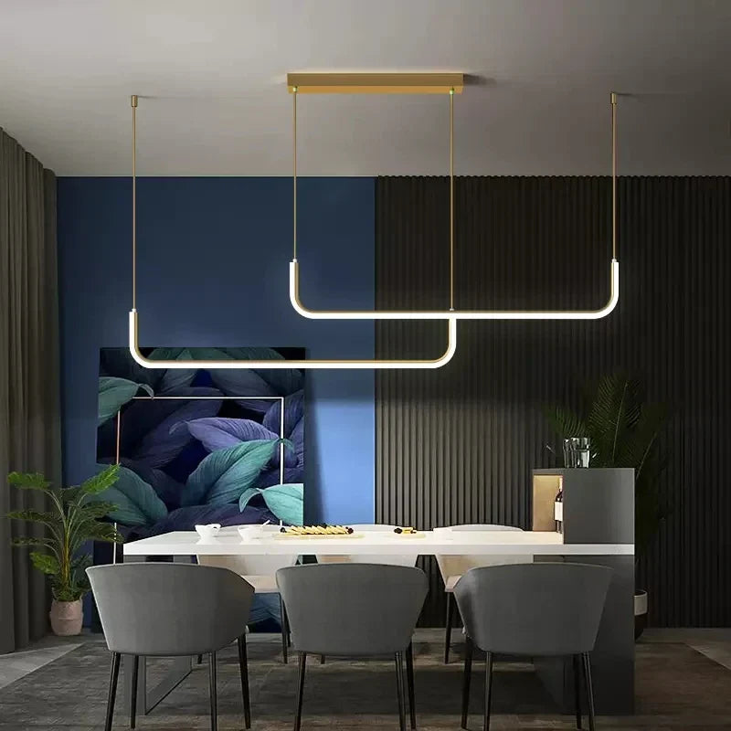 DecorBites™ Black Gold Pendant Chandelier LED Ceiling Lamp for Modern Dining Room and Kitchen