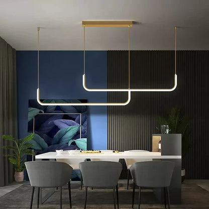 DecorBites™ Black Gold Pendant Chandelier LED Ceiling Lamp for Modern Dining Room and Kitchen