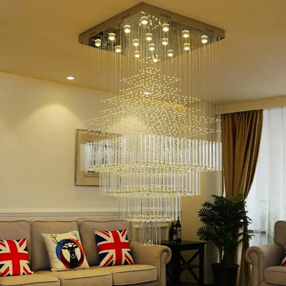 DecorBites™ Crystal Chandelier: Glittering Ceiling Light for Living Room & Hotel Lobby