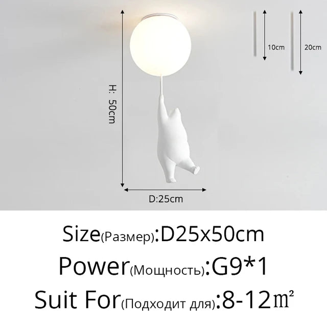 DecorBites™ Kids Cartoon Panda Polar Bear Ceiling Light Chandelier for Boys and Girls' Bedroom