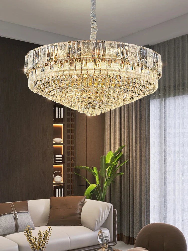 DecorBites™ K9 Crystal Gold Chandelier Lighting for Living Room