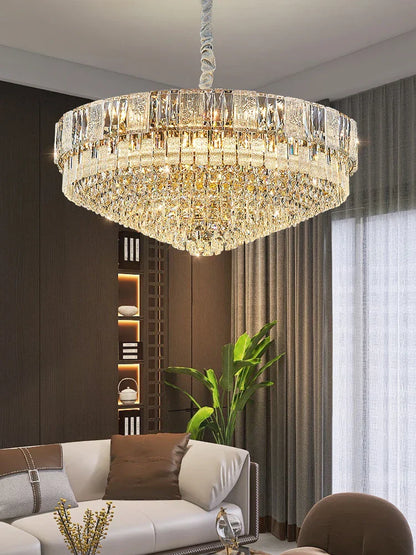 DecorBites™ K9 Crystal Gold Chandelier Lighting for Living Room