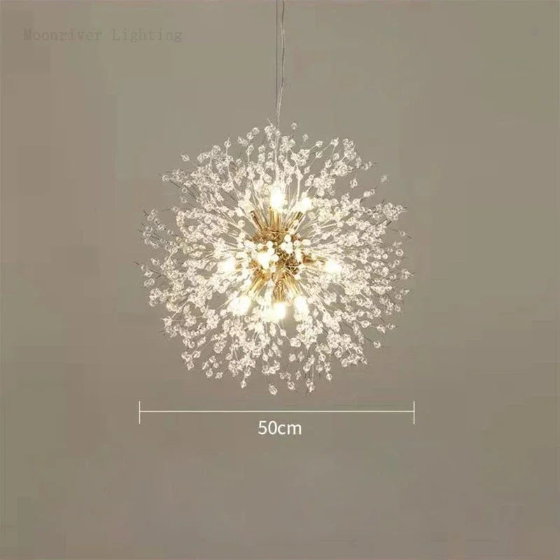 DecorBites™ Dandelion Crystal Chandelier: Modern Nordic Style LED Pendant Light for Living Room