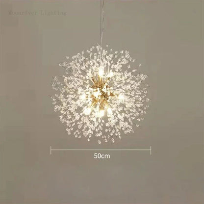 DecorBites™ Dandelion Crystal Chandelier: Modern Nordic Style LED Pendant Light for Living Room