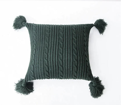 DecorBites™ Knit Pillow Case 45x45cm Soft Decorative Cushion Cover Tassels Sofa Bed