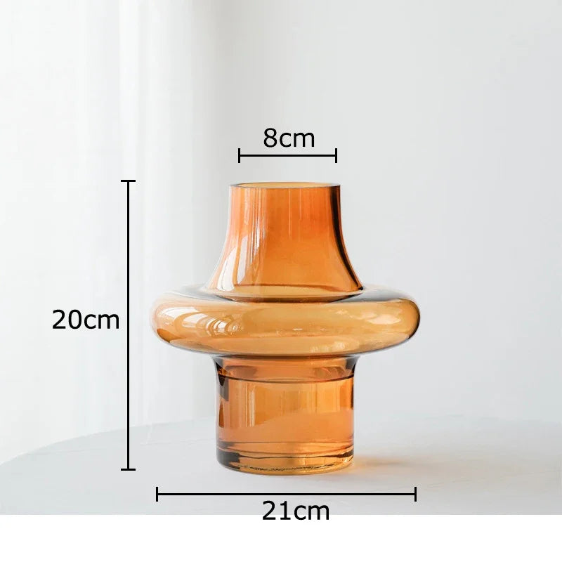 DecorBites™ Amber Glass Vase Hydroponics Flower Pots Room Decor Arrangement Floral Vases