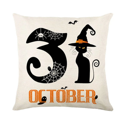 DecorBites™ Halloween Pumpkin Linen Cushion Cover Set for Home Sofa Bedroom Decor