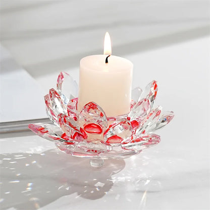 DecorBites™ Crystal Lotus Candle Holder Aromatherapy Base Candelabros