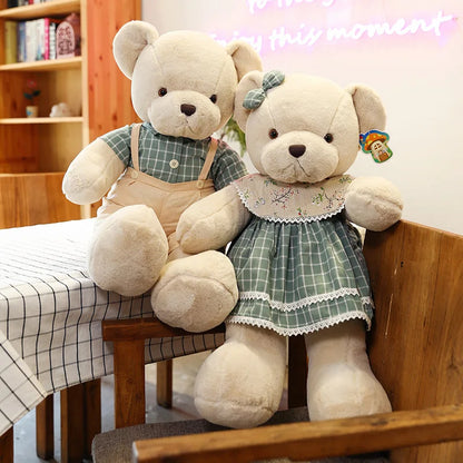 80cm Cute Soft Fresh Couple Bear Plush Toys Kawaii Christmas Gift Pillow Kids Stuffed Toys Room Decoration Stitch Teddy Bear