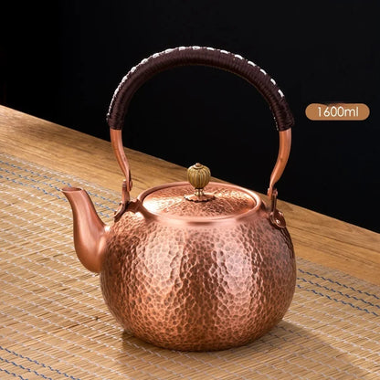 DecorBites™ Handmade Copper Tea Pot with Knitting Handle - Chinese Light Luxury Tea Set