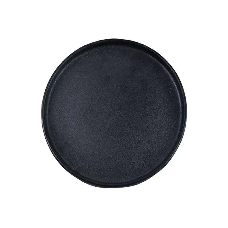 DecorBites™ Black Ceramic Dinner Plate Steak Salad Lunch Plate Tray - Hotel Restaurant Tableware