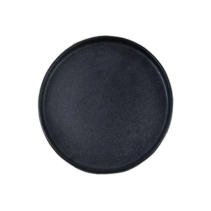 DecorBites™ Black Ceramic Dinner Plate Steak Salad Lunch Plate Tray - Hotel Restaurant Tableware