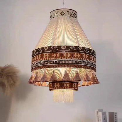 DecorBites™ Bohemian Fringe Pendant Lamp: Retro Tassels Hanging Light in Hand-Woven Hemp Rope Fabric