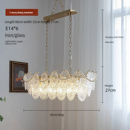 DecorBites™ Clear Glass LED Chandelier: Modern French Style for Living Room, Bedroom, Kitchen.