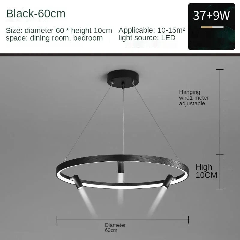 DecorBites™ Black Round Combination Chandelier Pendant Light for Home Decor and Kitchen