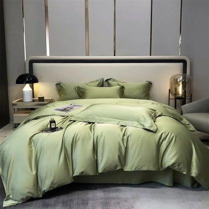 DecorBites™ Egyptian Cotton Bedding Set - Solid Color Sheet Pillowcase Duvet Cover