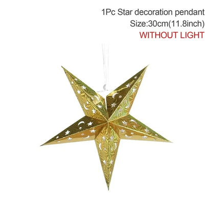 Hollow Star Hanging Pendants Ramadan Decoration 2024 for Home Navidad Natal Noel Gifts Christmas Ornaments New Year 2025