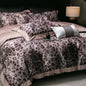 Decobites Feather Leopard Print Luxury 1000TC Egyptian Cotton Bedding Set