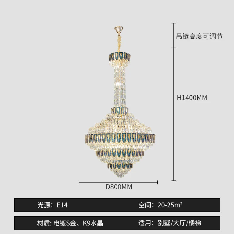 DecorBites™ Crystal Chandelier for High-End Designer Duplex Living Room