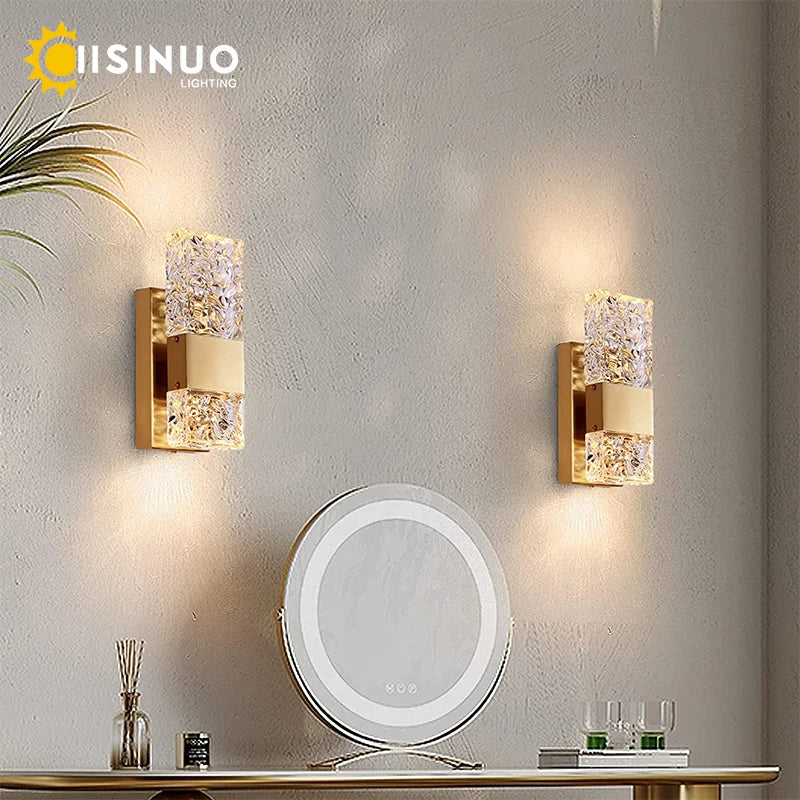 Aplique de pared LED de cristal DecorBites™ con control remoto, regulable, 3000K/6000K, ideal para dormitorio y pasillo.