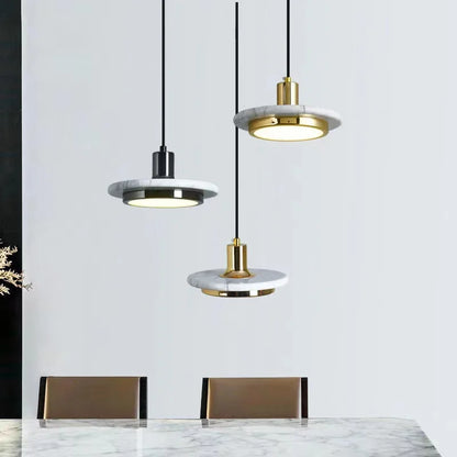 Lámpara de araña DecorBites™ Gold Copper Saucer Marble, decoración de lujo para el hogar, mesilla de noche, mesa de café