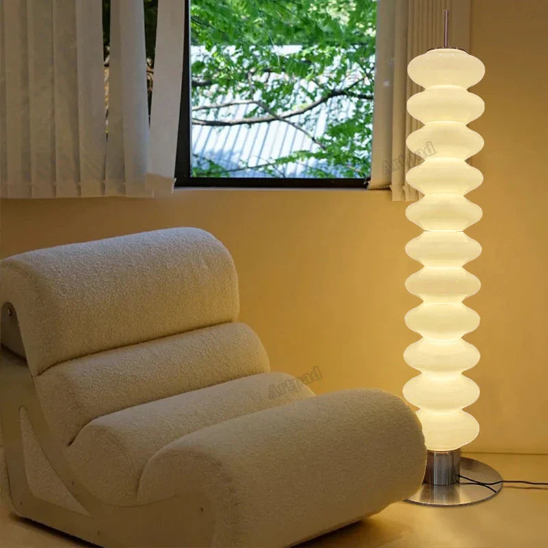 DecorBites™ Gourd Glass Floor Lamp: Nordic Design LED Night Light for Bedroom and Living Room