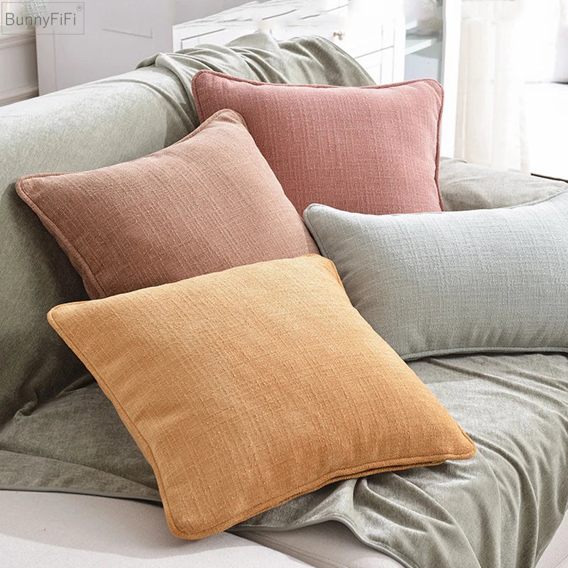 DecorBites™ Cotton Linen Pillow Cover Set for Home Decor