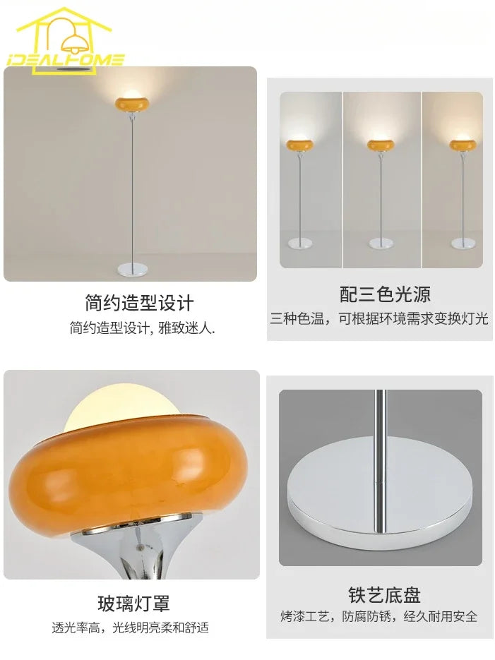 Lámpara de pie LED DecorBites™ de hierro y cristal, estilo moderno, ideal para decoración. Soporte de arte, luz de noche, estudio o sala de estar.