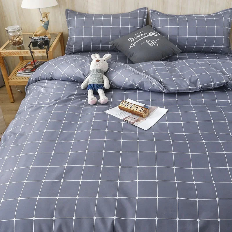 طقم غطاء لحاف هندسي مزخرف من 4 قطع من DecorBites™ للأسرّة بمقاس 1.5/1.8/2 متر