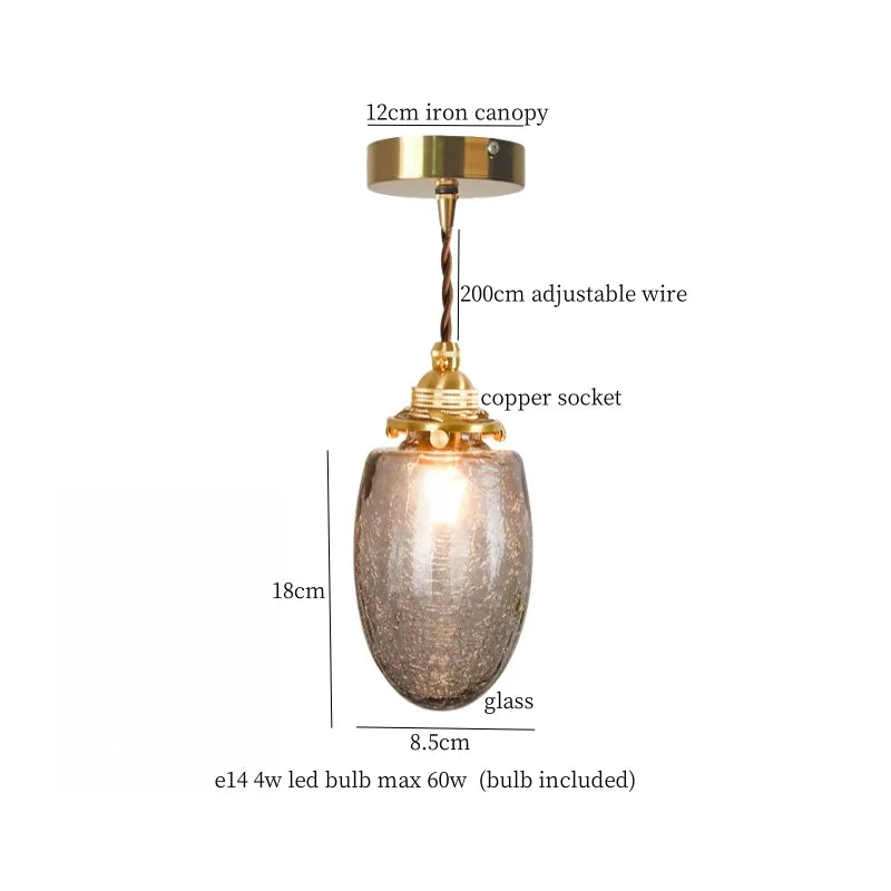 DecorBites™ Clear Glass Copper LED Pendant Lamp for Home Decor & Lighting
