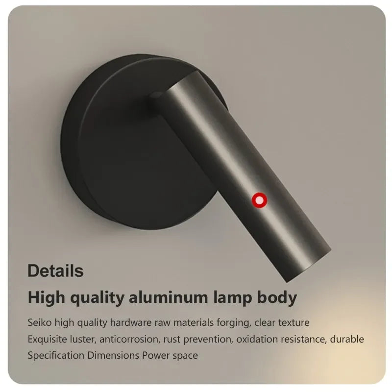 Lámpara de pared LED de aluminio dorado Decorbites™ giratoria para dormitorio, sala de estar y oficina