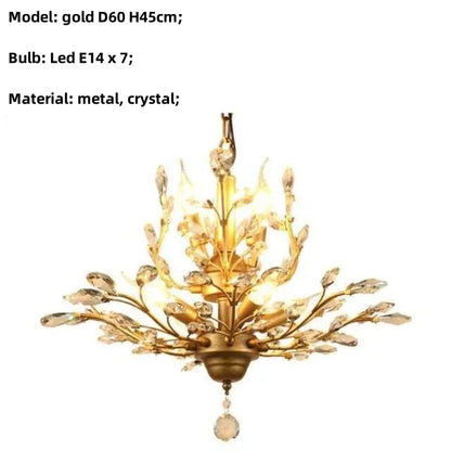 DecorBites™ Crystal Tree Chandelier Ceiling Light for Bedroom with LED E14 Bulbs