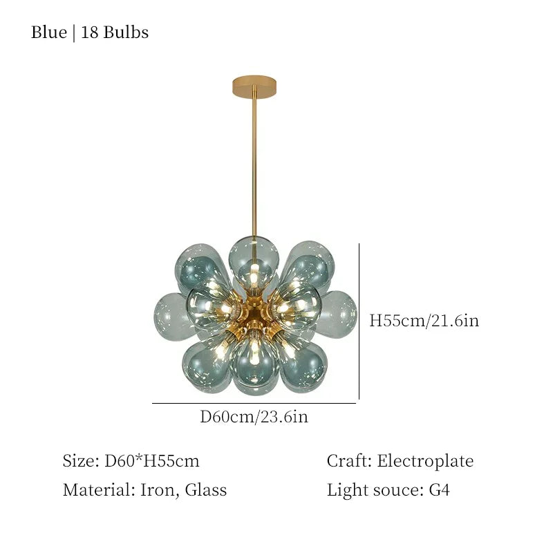 DecorBites™ Glass Bubble Chandelier Ceiling Pendant Light for Modern Living Room Decor