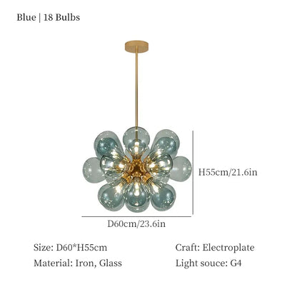 DecorBites™ Glass Bubble Chandelier Ceiling Pendant Light for Modern Living Room Decor