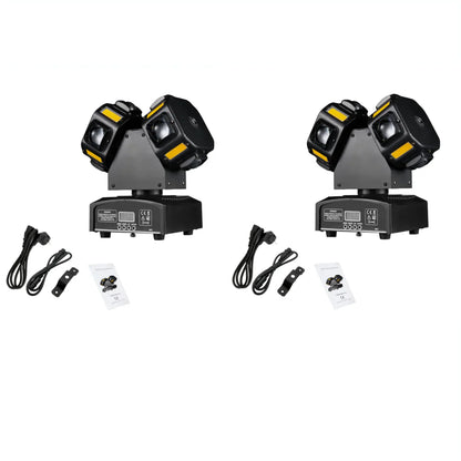 ديكوربايتس™ 8x12 واط RGBW 140 واط شعاع LED مزدوج الرأس وضوء ستروب وليزر 3 في 1 DJ