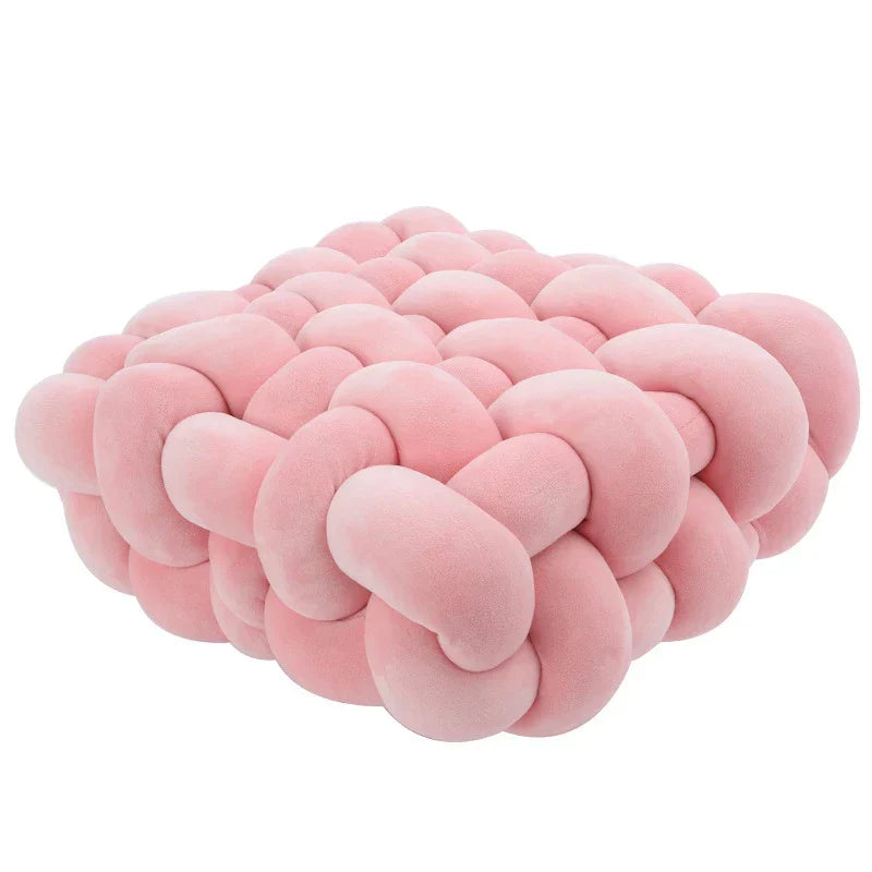 DecorBites™ Knot Square Pillows: Handmade Decor for Living Room, Bedroom, Office in Grey