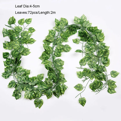 ديكور بايتس™ 12 قطعة من نباتات اللبلاب الأخضر الاصطناعية بطول 2.2 متر لتزيين الحائط