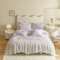 Decobites Sweet Lace Ruffles Flowers Bow Wedding Bedding Set - 200X230cm