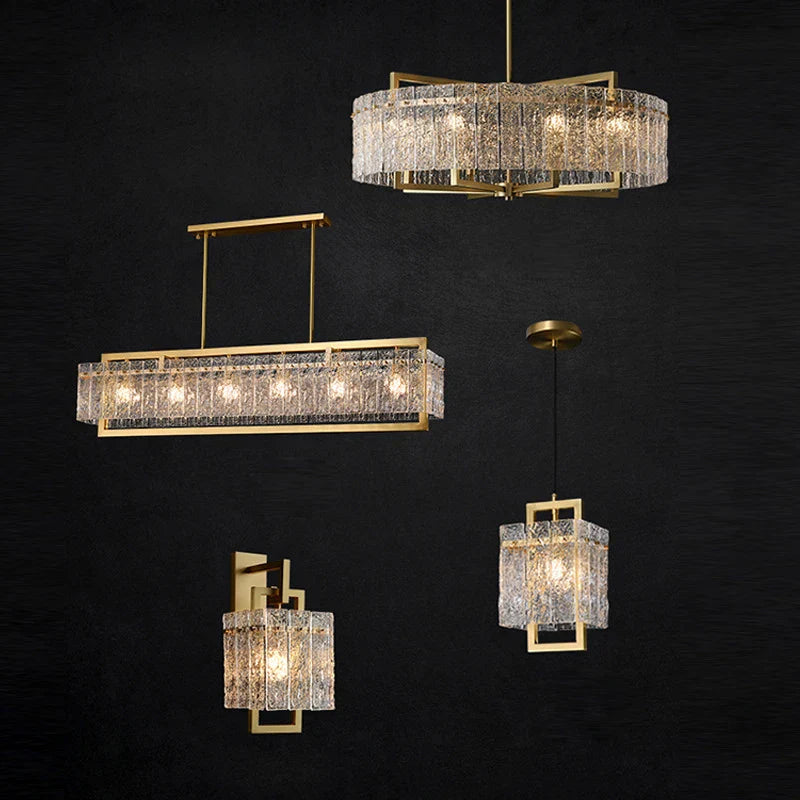 DecorBites™ Dimmable LED Copper Glass Chandelier for Living Room