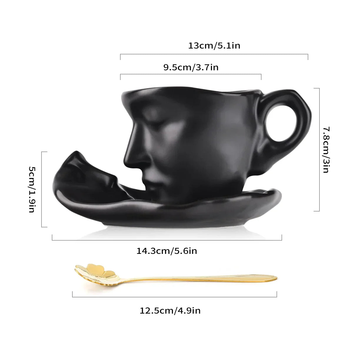 DecorBites™ Ceramic Kissing Couple Tea Cup Set with Saucer and Spoon