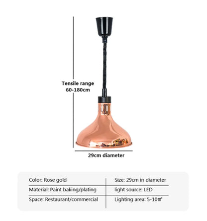 DecorBites™ Electric Food Heat Lamp: Telescopic Pendant Light for Restaurant's Kitchen Fixtures