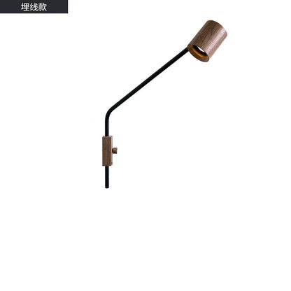 DecorBites™ Black Walnut Swing Arm Wall Lamp with Switch | Minimalist Design for Home Decor