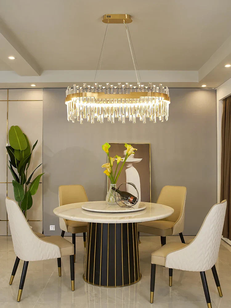 DecorBites™ Gold Full Spectrum Crystal Chandelier for Living, Dining & Bedroom
