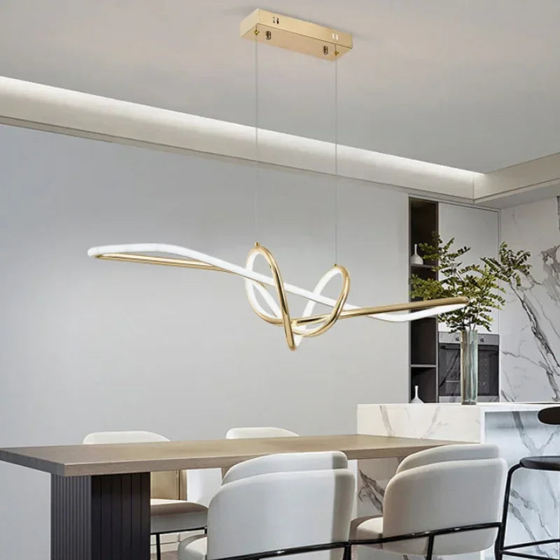 DecorBites™ Gold LED Chandeliers: Modern Kitchen & Restaurant Lighting Fixtures