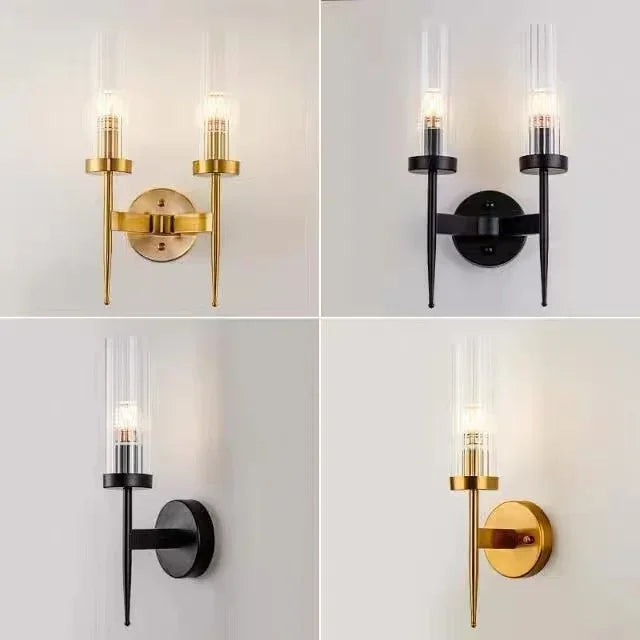 DecorBites™ Gold LED Wall Lights Glass Lamps for Bedroom, Living Room, and Bathroom