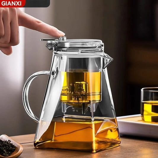 DecorBites™ Glass Teapot Set with Heat-Resistant Filter, Perfect for Brewing Tea and Infusions