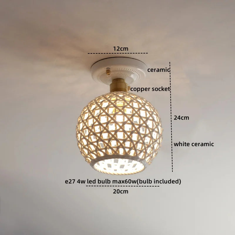 DecorBites™ Copper Wood LED Ceiling Lamp Ceramic Modern Ceiling Lights for Home Decor