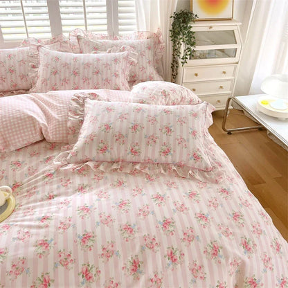 Decobites Floral Princess 100% Cotton Duvet Set for Queen Size Bed