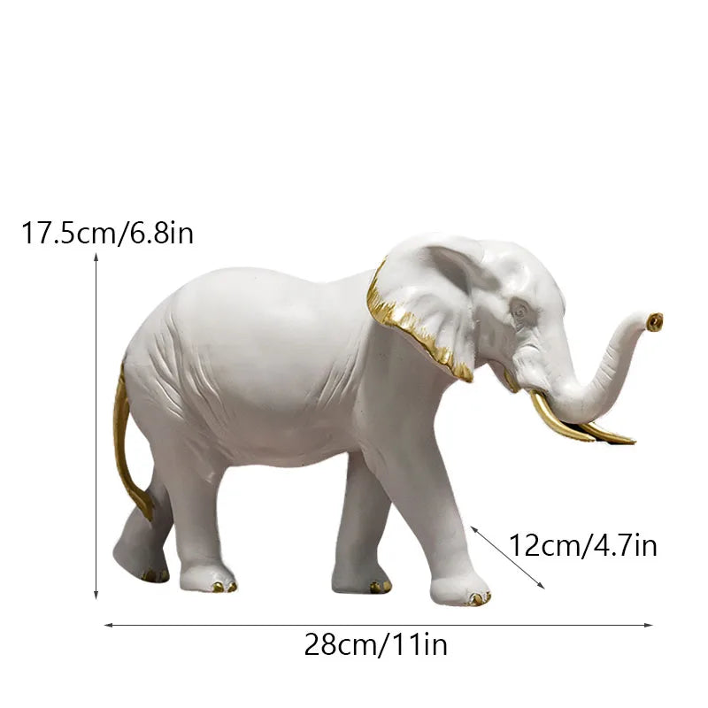 DecorBites™ Elephant Resin Figurine: Interior Lucky Ornament for Home Decor