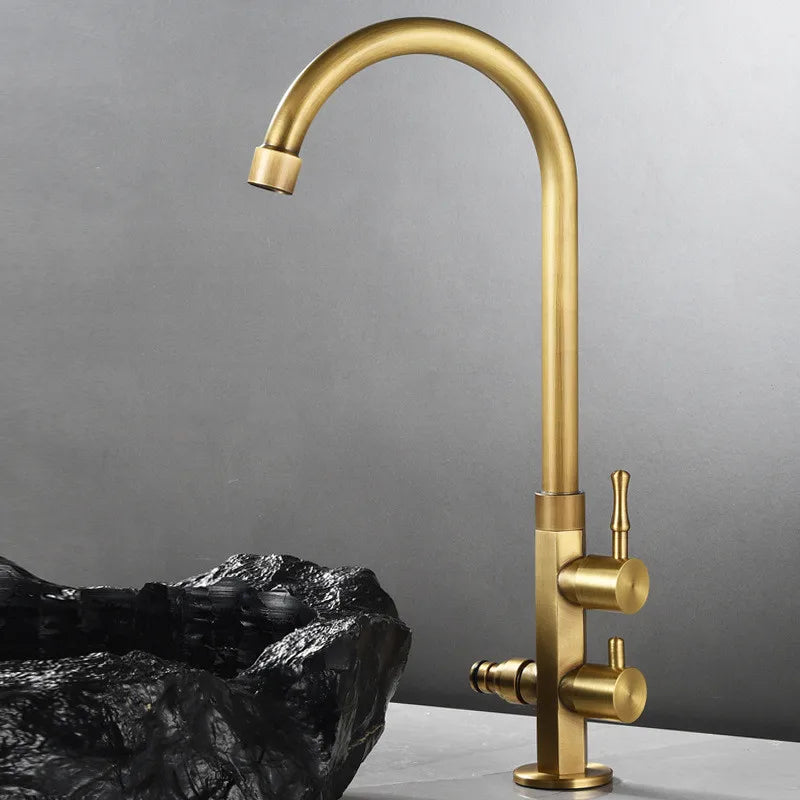 DecorBites™ Brass Outdoor Faucet with Double Function, Deck Mounted Tall Antique Garden Tap